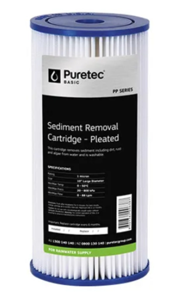Replacement Water Filter Cartridge, 10", 20 micron - Pleated Sediment