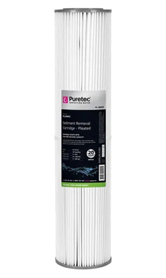Replacement Water Filter Cartridge, 20", 10 micron - Pleated Sediment