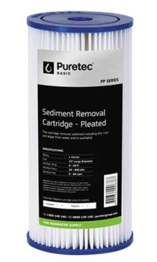 Replacement Water Filter Cartridge, 10", 20 micron - Pleated Sediment